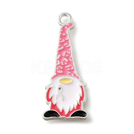 Breast Cancer Pink Awareness Ribbon Theme Alloy Enamel Pendants LS-ENAM-C026-01C-S-1