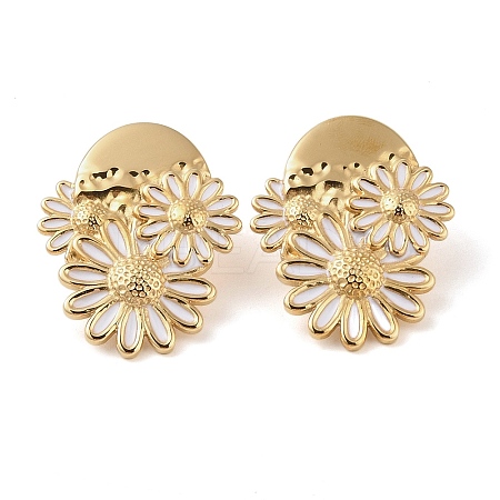 304 Stainless Steel Enamel Stud Earrings for Women EJEW-E313-01G-1