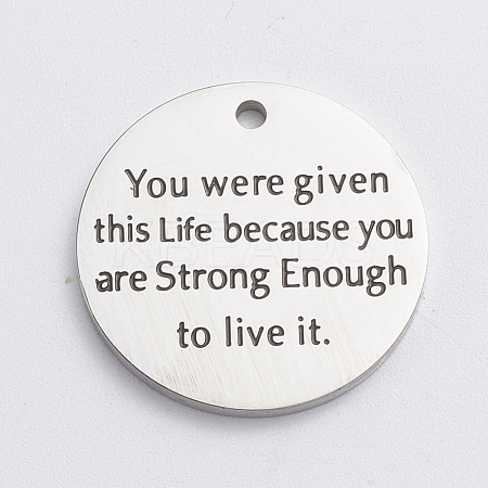 304 Stainless Steel Quote Pendants STAS-WH0014-02P-1