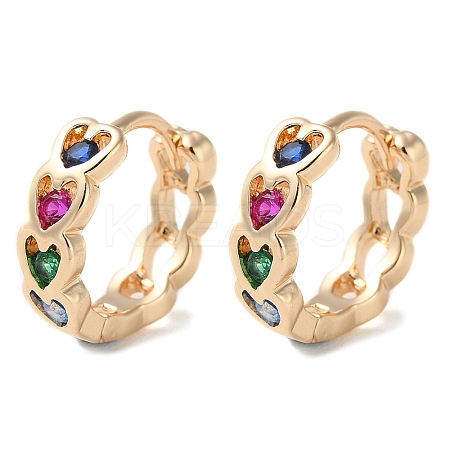 Rack Plating Brass Micro Pave Colorful Cubic Zirconia Hoop Earrings for Women EJEW-P238-06KCG-1