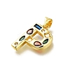 Brass Micro Pave Clear Cubic Zirconia Pendants KK-G521-01G-P-01-2