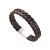 Leather Woven Flat Cord Bracelets PW-WG42872-02-2