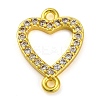 Brass Micro Pave Clear Cubic Zirconia Heart Links Connector Charms KK-A230-03A-G-1