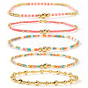 5Pcs Bohemian Style Brass & Glass Seed Bead Stretch Bracelets for Women AC5136-1-1