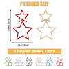6 Pairs 6 Colors Alloy Hollow Star Dangle Stud Earrings with Rhinestone for Women EJEW-FI0001-87-2