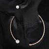Round Plastic Imitation Pearl Stud Earrings & Heart Cubic Zirconia Rhinestone Cuff Choker Necklaces Sets SJEW-U003-08G-2