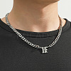 304 Stainless Steel Initial Pendant Cuban Link Chain Necklaces FS-WGB15F2-11-1