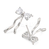 Bowknot Brass Pave Clear Cubic Zirconia Stud Earrings for Women EJEW-S216-02B-P-2