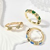 Brass Micro Pave Clear Cubic Zirconia Enamel Cuff Rings for Women RJEW-L113-033G-3