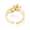 Brass Micro Pave Cubic Zirconia Cuff Rings for Women KK-T071-64G-3