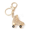 Golden Zinc Alloy with Rhinestone Ice Skates Keychain LS-DIY-B075-01G-03-1