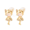 Girl Brass Micro Pave Clear Cubic Zirconia Stud Earrings EJEW-A150-01G-4