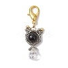 Natural Black Onyx & Glass Seed Beaded Cat Pendant Decoration HJEW-MZ00157-02-2