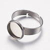 Tarnish Resistant Adjustable 304 Stainless Steel Finger Rings Components STAS-F149-18P-E-2