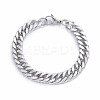 Men's 304 Stainless Steel Diamond Cut Cuban Link Chain Bracelets BJEW-L673-002C-P-1