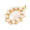 Natural White Shell Oval Pendants KK-F919-46G-2