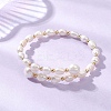 Natural Cultured Freshwater Pearl & Brass Beaded Bangles for Women BJEW-JB13341-1