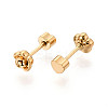 304 Stainless Steel Flower Stud Earrings EJEW-K268-48G-2