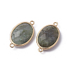 Golden Tone Brass Natural Labradorite Links connectors X-G-F339-A15-2
