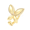 Brass Micro Pave Clear Cubic Zirconia Cuff Rings for Women RJEW-U047-20G-4