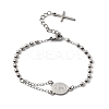 304 Stainless Steel Saint Benedict Cross Link Bracelets for Women BJEW-K295-02P-4