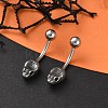 Snake Head 316 Surgical Stainless Steel Cubic Zirconia Belly Button Rings EJEW-G416-16AS-02-1