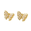 Rack Plating Butterfly Brass & ABS Imitation Pearl Stud Earrings EJEW-I310-14G-2