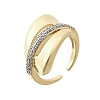 Brass Micro Pave Clear Cubic Zirconia Cuff Rings for Women RJEW-G347-04G-4