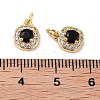 Square Brass Micro Pave Cubic Zirconia Charms KK-B102-09G-3
