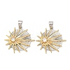 Brass Micro Pave Clear Cubic Zirconia Pendants KK-G543-10GP-04-1