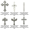 6Pcs 6 Styles Tibetan Style Alloy Cross Pendants FIND-FS0002-57-4