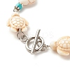 Heart & Tortoise Synthetic Turquoise(Dyed) Beaded Bracelet BJEW-JB07302-01-5