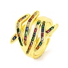 Hug Hand Brass Micro Pave Cubic Zirconia Adjustable Rings for Women RJEW-U003-25B-G-1