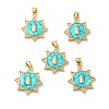 Rack Plating Brass Micro Pave Cubic Zirconia with Synthetic Opal Pendants KK-D088-10G-1