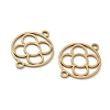 304 Stainless Steel Ring with Flower Connector Charms STAS-P433-09G-2