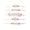 5Pcs 5 Styles Natural Rose Quartz Braided Bead Bracelets BJEW-JB11681-03-2