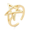 Hollow Star Brass Open Cuff Rings for Women RJEW-G343-11G-4