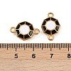 304 Stainless Steel Black and White Enamel Octagon Connector Charms STAS-Z140-11G-3