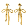 304 Stainless Steel Bowknot Stud Earrings EJEW-K290-02G-1