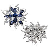2Pcs Flower Glass Rhinestone Brooches JEWB-FG0001-50-1