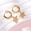 Star Brass Micro Pave Clear Cubic Zirconia Hoop Earrings EJEW-F384-04G-2