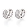 Brass Micro Pave Clear Cubic Zirconia Hoop Earrings EJEW-T048-48P-1
