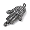 Rack Plating Brass Micro Pave Clear Cubic Zirconia Palm Connector Charms KK-A234-049B-2