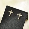 Brass Micro Pave Clear Cubic Zirconia Stud Earrings EJEW-R016-26G-18-2