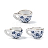 Blue Floral Printed Porcelain Charms with Gold Trim PORC-Z007-06A-1