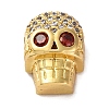 Skull Shape Rack Plating Brass with Cubic Zirconia Beads KK-S406-15G-1