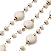 Handmade 304 Stainless Steel Synthetic Turquoise Flat Round Link Chains CHS-L032-06G-02-1