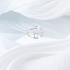 1Pc Letter Brass Rhinestone Open Cuff Rings for Women AJEW-LP0004-47P-S-3