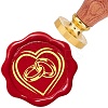 Brass Wax Seal Stamp with Rosewood Handle AJEW-WH0412-0034-1