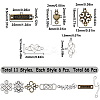 66pcs 11 styles Tibetan Style Alloy Connector Charms TIBE-SC0001-89-2